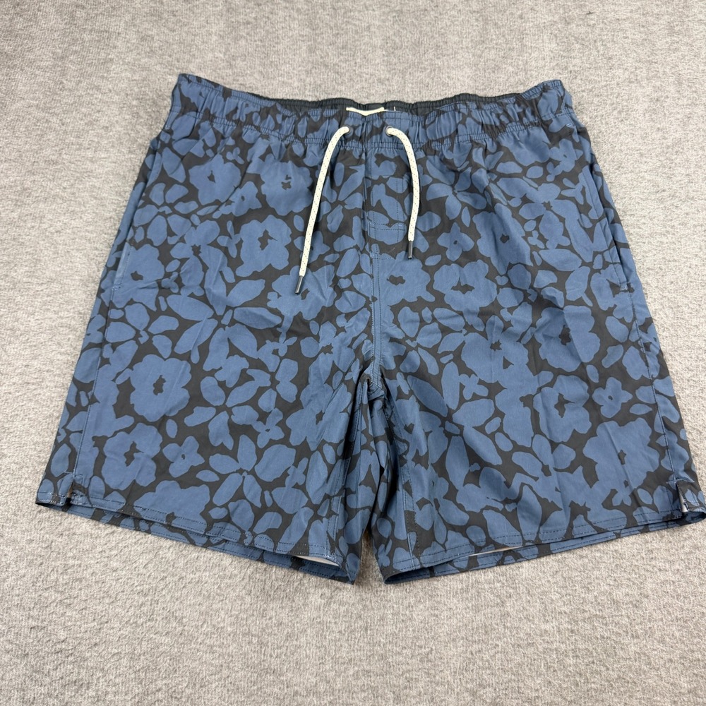 Laguna Swim Shorts Mens L Blue Floral Board Trunks Elastic Waist Drawstring Mesh